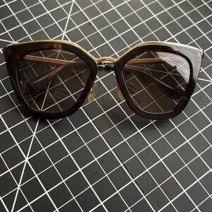 Prada Cat Walk Gold and Brown Sunglasses PR 53SS